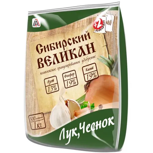 «Лук, чеснок» 13-19-19 удобрение + 2 подкормки. Заводская фасовка-1кг.